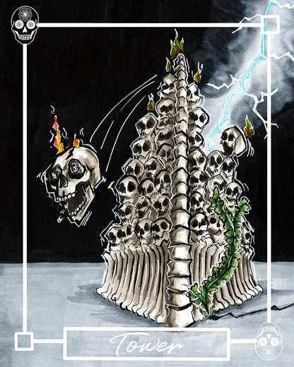 The Tower –Major Arcana Indie Tarot Art Print (8x10 or 5x7)