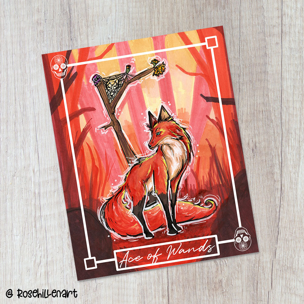 Ace of Wands – Minor Arcana Indie Tarot Art Print (8x10 or 5x7)