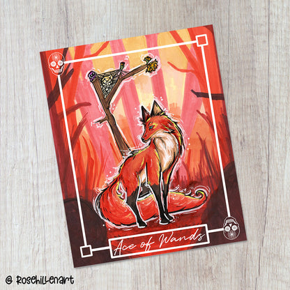 Ace of Wands – Minor Arcana Indie Tarot Art Print (8x10 or 5x7)