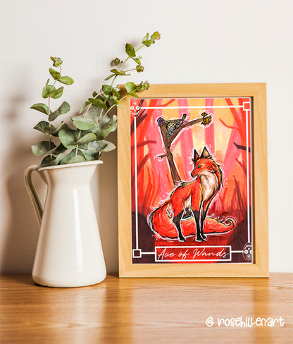 Ace of Wands – Minor Arcana Indie Tarot Art Print (8x10 or 5x7)