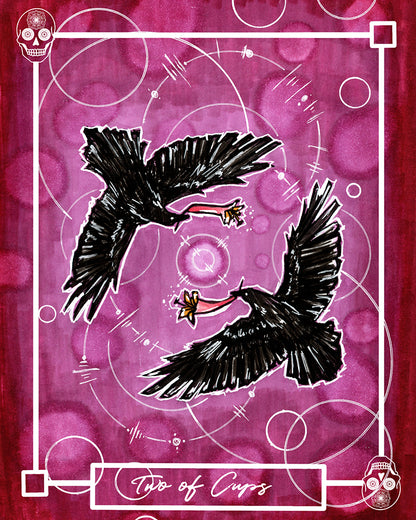 Two of Cups / Chalices – Minor Arcana Indie Tarot Art Print (8x10 or 5x7)